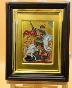 Икона » Георгий Победоносец. Чудо о змие» в киоте Образец 25 Домодедово